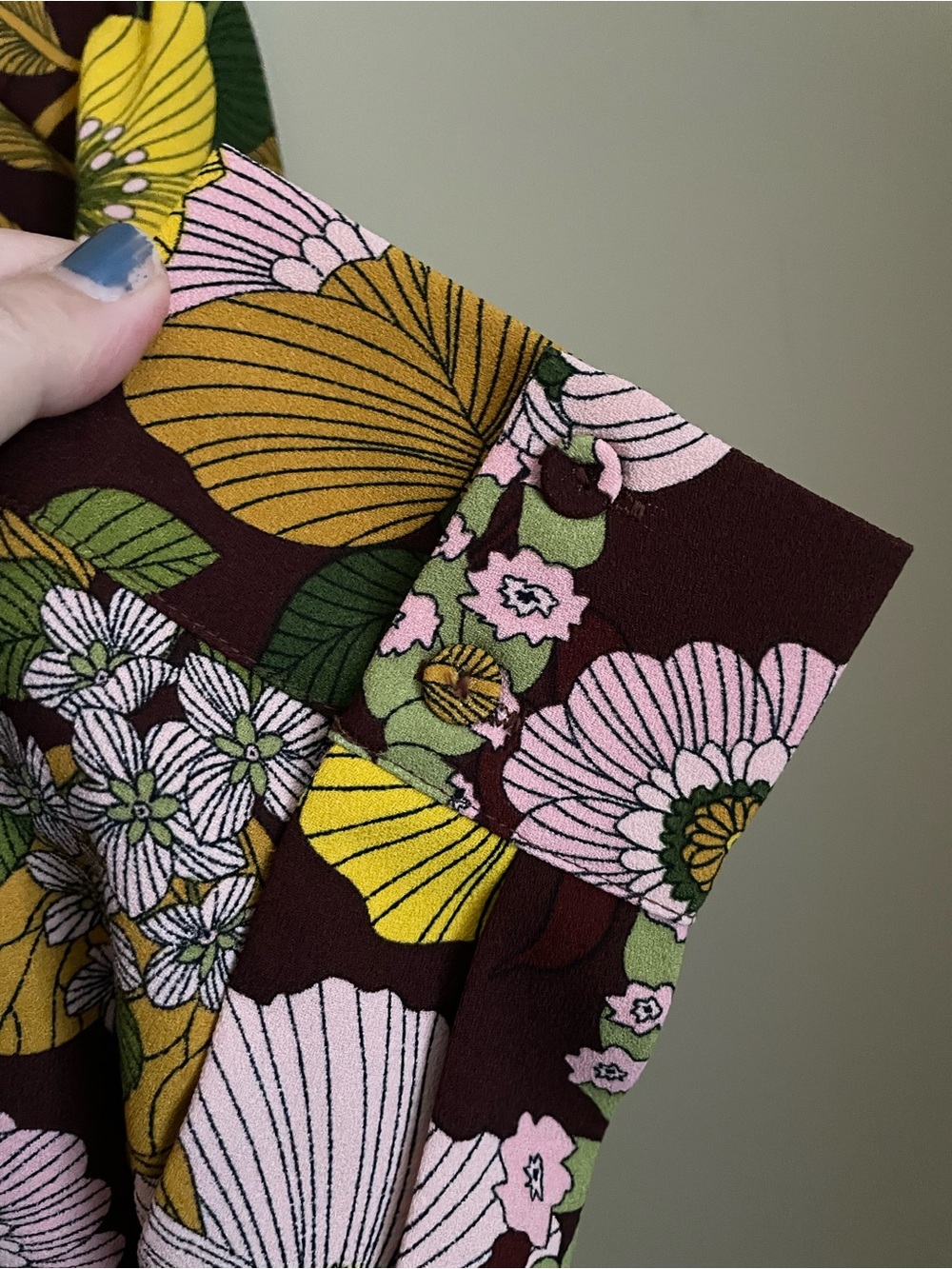 Tuckernuck NWT retro floral crepe Callahan shirt dress boho maximalist sz XL - Picture 7 of 13